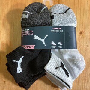 NEW! PUMA SPORTSTYLE Womens Shoe Size 5-9.5 Cushioned 6 Pair Qtr Crew Socks